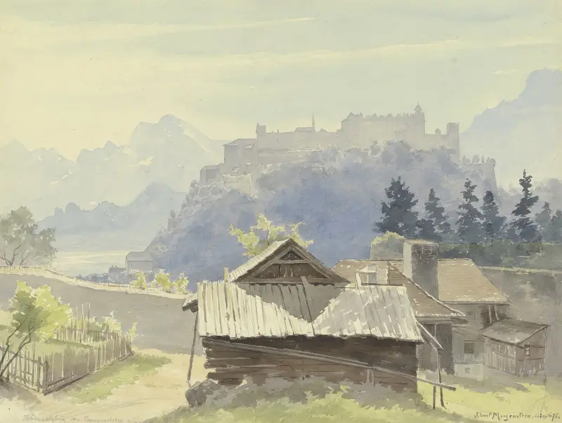 Hohensalzburg sett från Kapuzinerberget av Friedrich Ernst Morgenstern