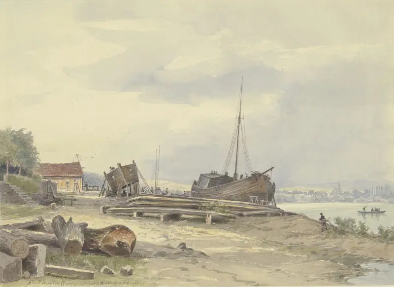 Varv vid Rhenstranden nära Niederwalluf av Friedrich Ernst Morgenstern