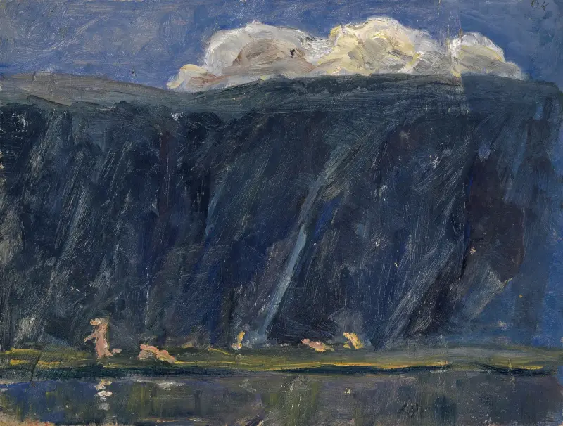 Horské jezero s nahými postavami, Ernst Schiess