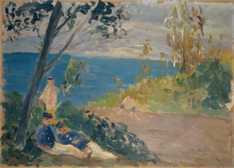 Siesta der Grenzwächter am Strand von Ernst Schiess