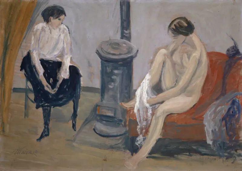 Zwei Frauen am Herd von Ernst Schiess