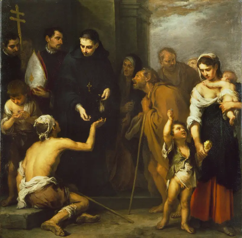 Den helige Thomas av Villanuevas välgörenhet av Bartolomé Estebán Murillo