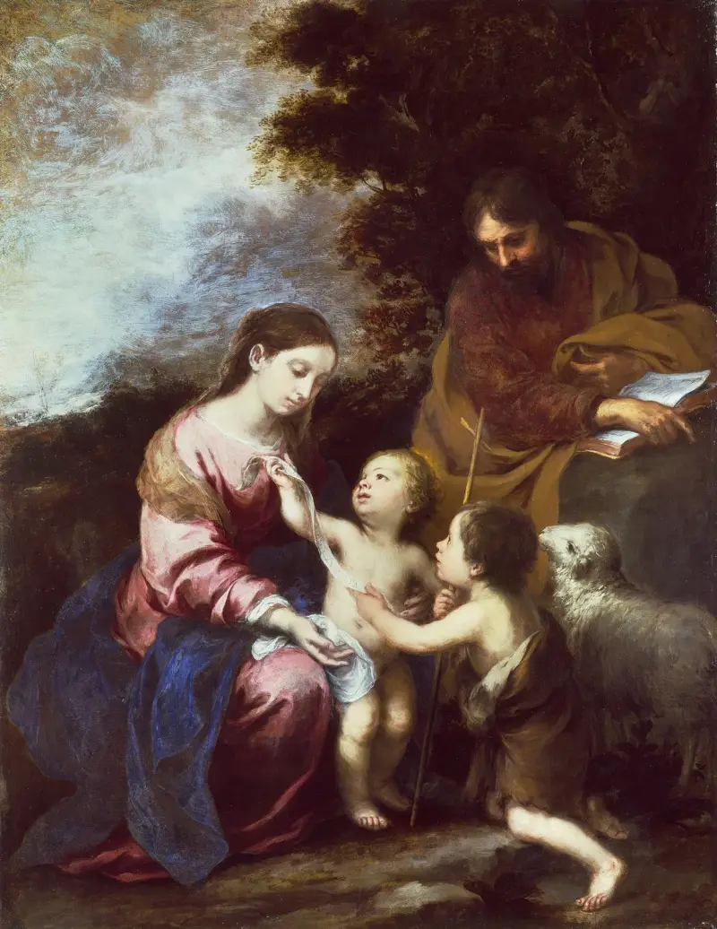 Den heliga familjen med Johannes Döparen som barn av Bartolomé Estebán Murillo