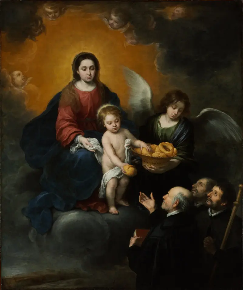 The Infant Christ Distributing Bread To The Pilgrims av Bartolomé Estebán Murillo