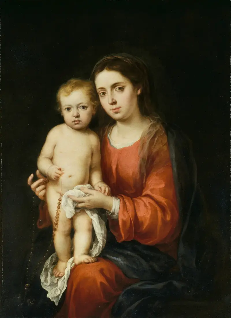 Jungfrun och barnet med ett radband av Bartolomé Estebán Murillo