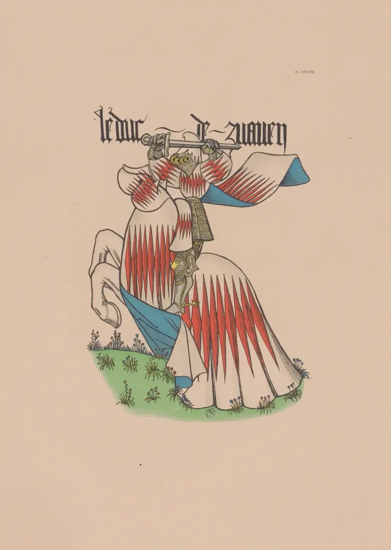 Altes Reiterwappenbuch vom Goldenen Vlies und Europa des 15. Jahrhunderts, Tafel 034 von Berger-Levrault et Cie