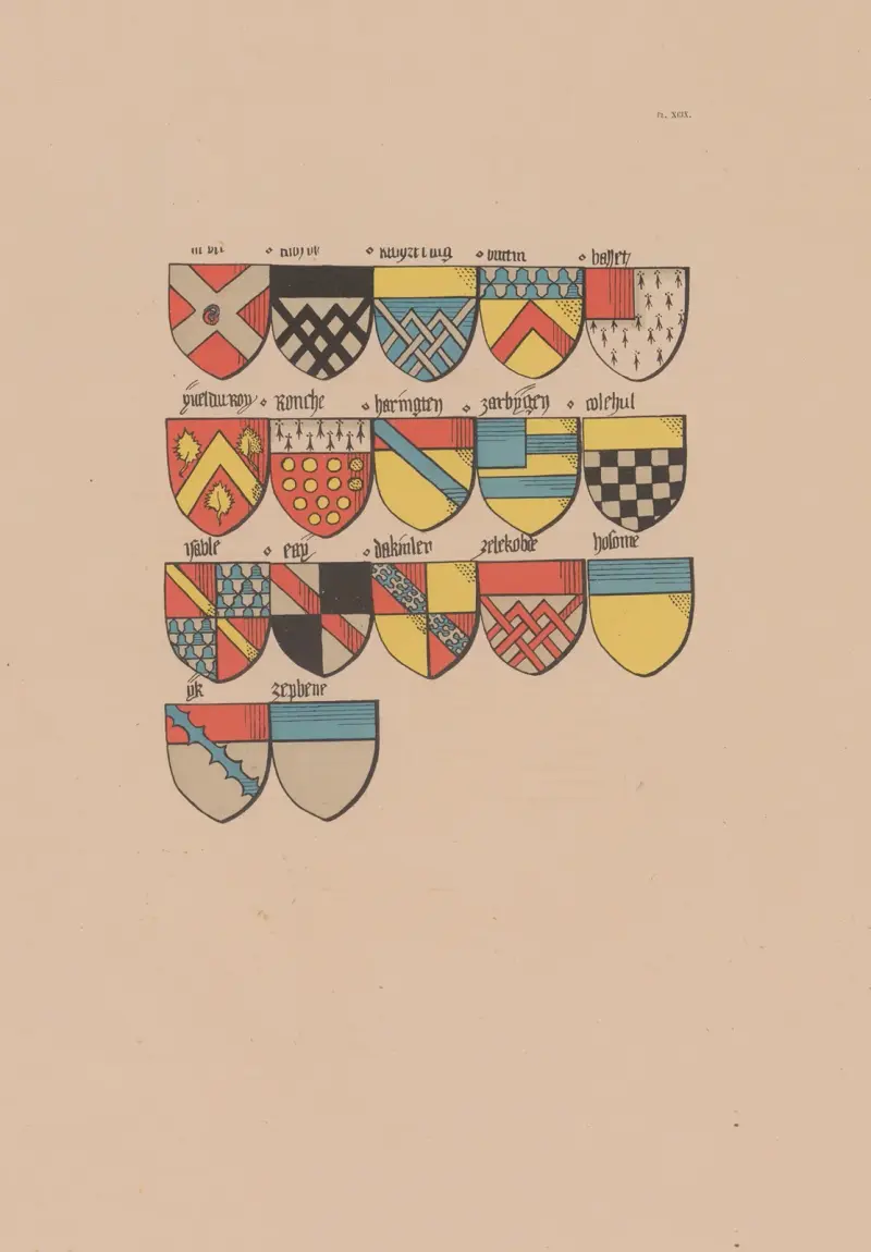 Altes Wappenbuch des Ordens vom Goldenen Vlies und Europas im 15. Jahrhundert, Tafel 093 von Berger-Levrault et Cie