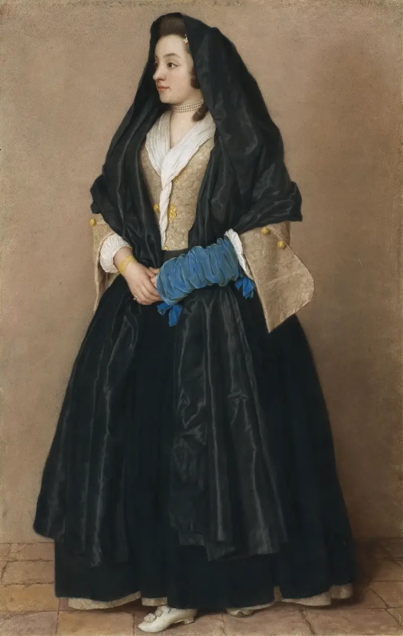 Elegant ung kvinna i maltesisk dräkt av Jean-Etienne Liotard