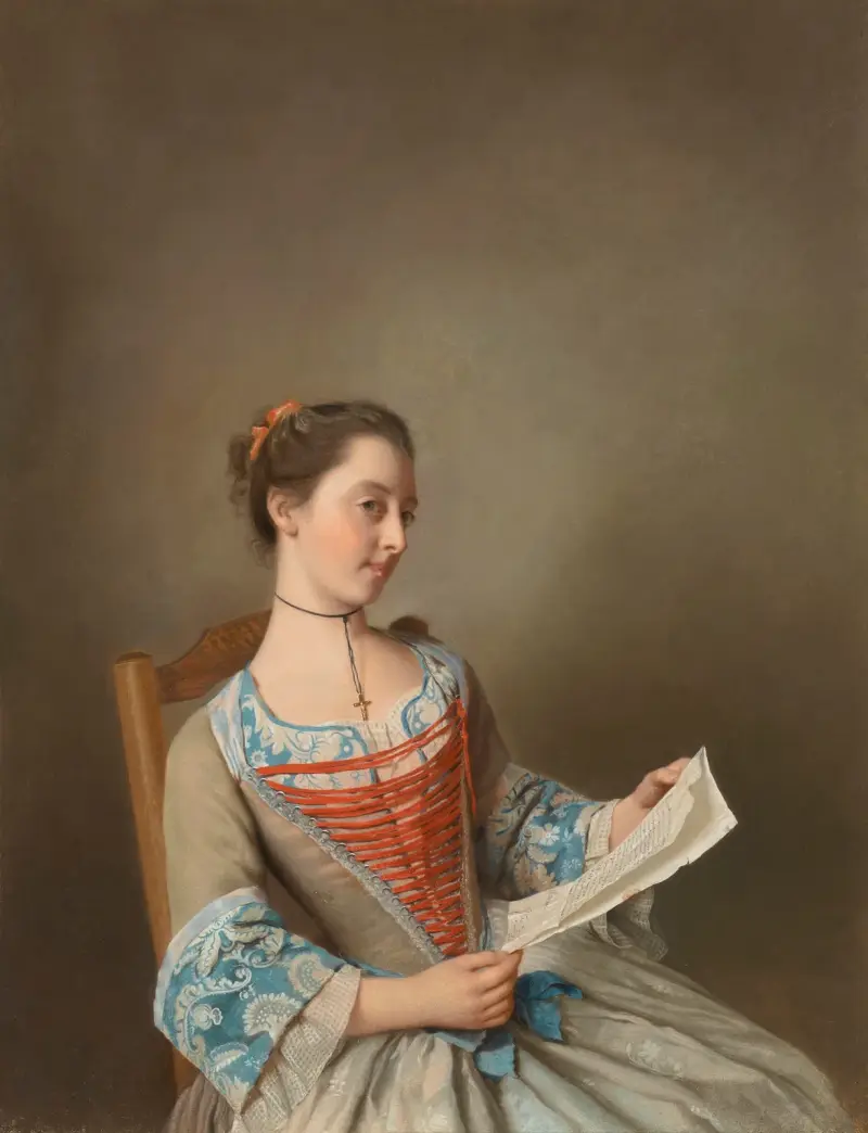 Čtenářka (Portrét Susanny Lewis, sedící), Jean-Etienne Liotard