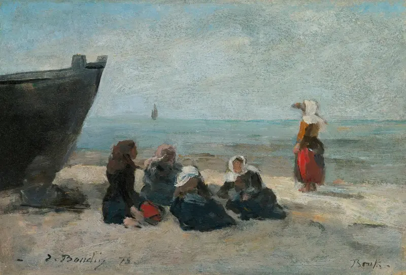 Berck. Fiskekvinnor som väntar på båtarnas återkomst av Eugène Boudin