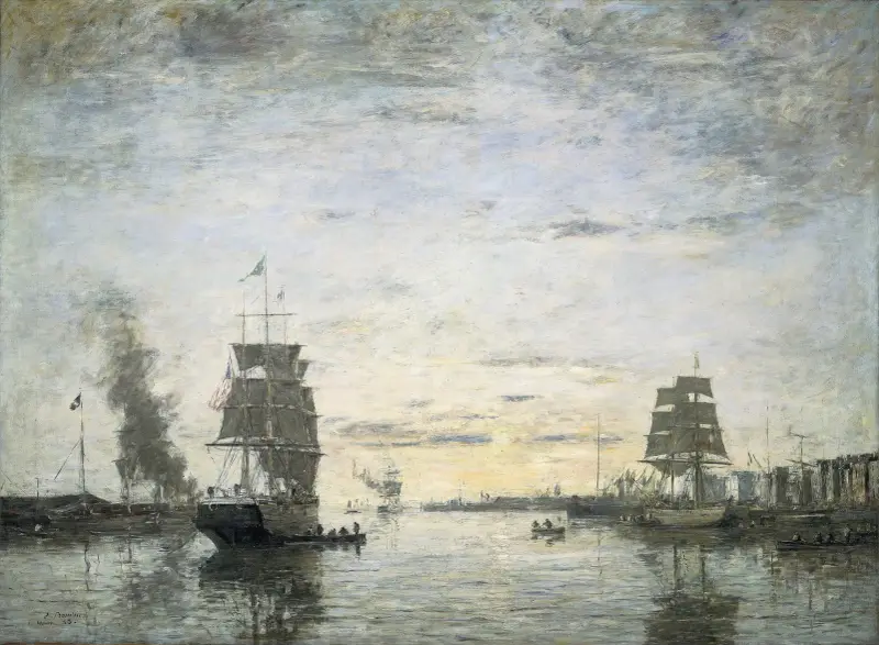Inloppet till hamnen, Le Havre av Eugène Boudin