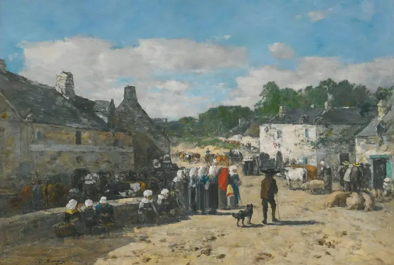 Markttag in der Bretagne von Eugène Boudin