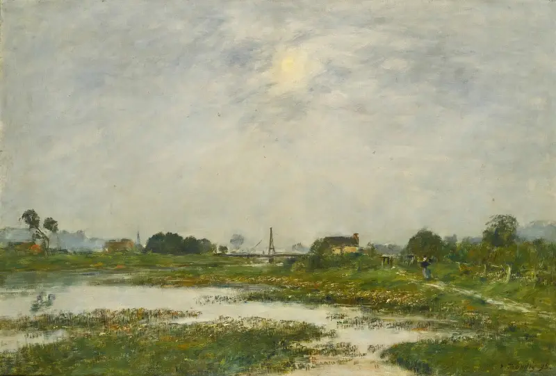 Touques strand vid springflod av Eugène Boudin