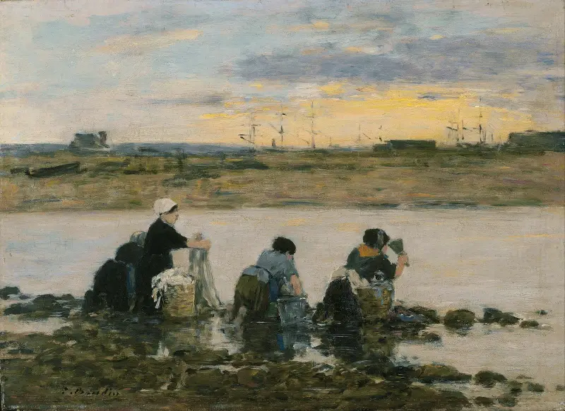 Wäscherinnen am Fluss von Eugène Boudin