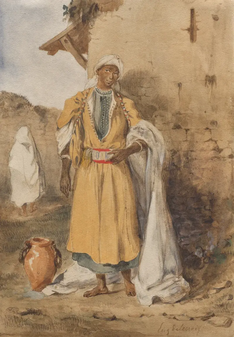 Ung svart kvinna som hämtar vatten av Eugène Delacroix