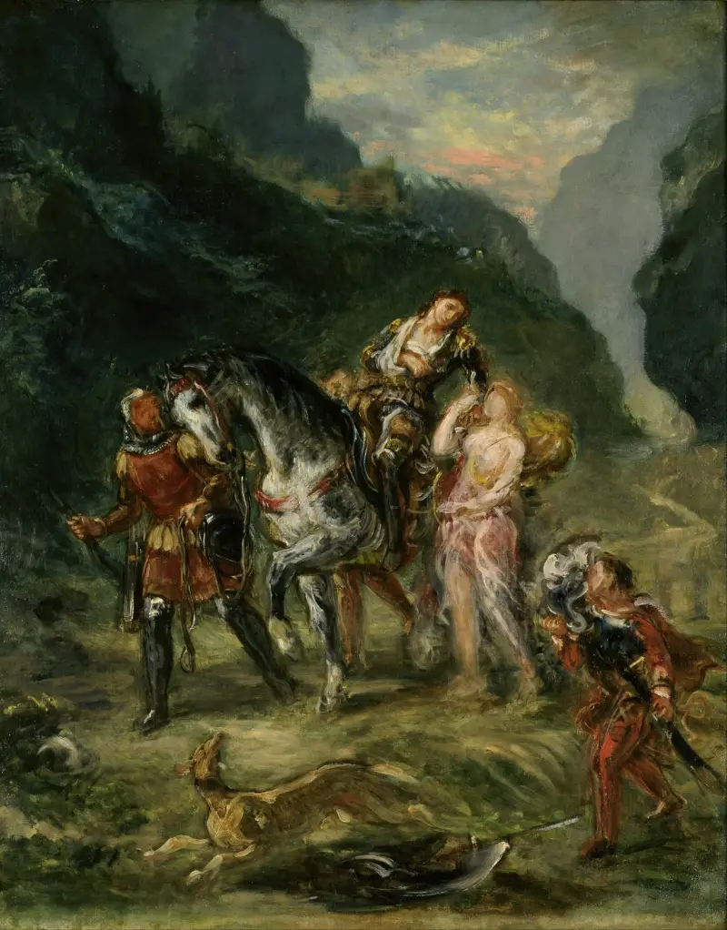 Angelica och den sårade Medoro av Eugène Delacroix