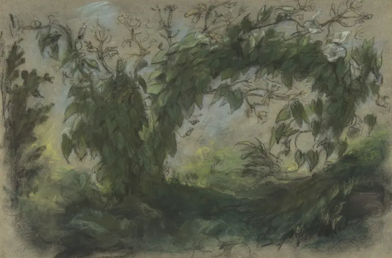 Båge av blomman för dagen, studie till En blomsterkorg av Eugène Delacroix