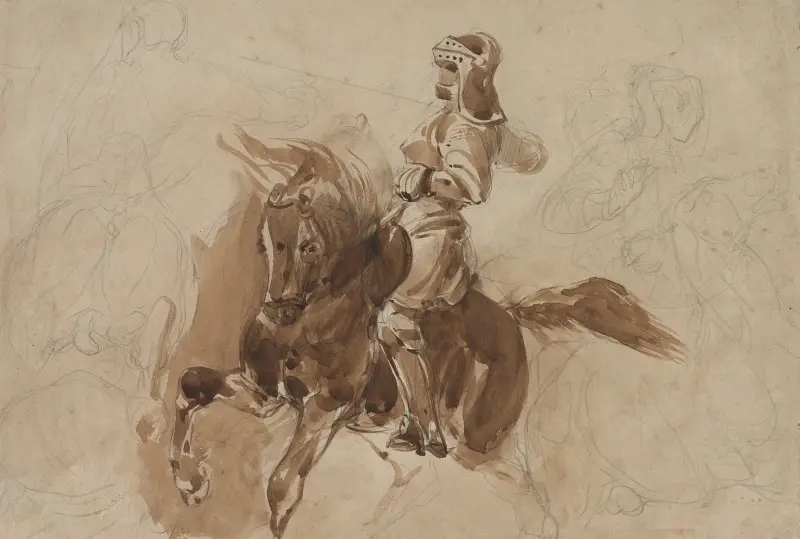 Rustad figur till häst av Eugène Delacroix