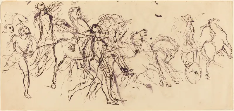 Charioteers (recto and verso) – nr 1 av Eugène Delacroix