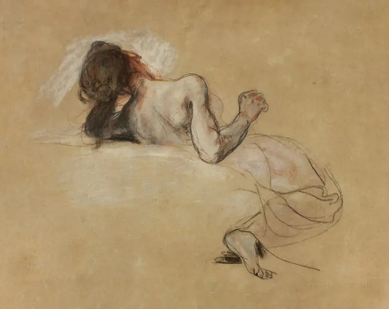 Crouching Woman av Eugène Delacroix
