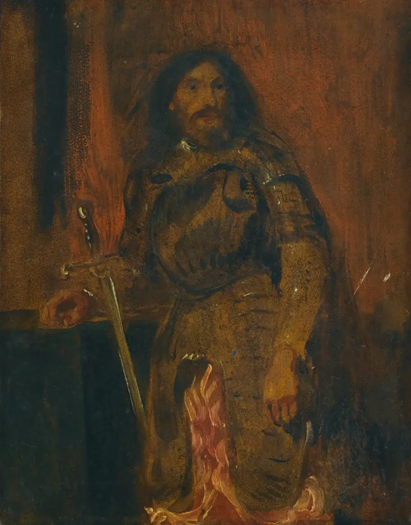 Etude De Vicentini en Armure av Eugène Delacroix