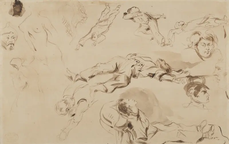 Figurstudien zu ‚Die Freiheit führt das Volk‘ von Eugène Delacroix