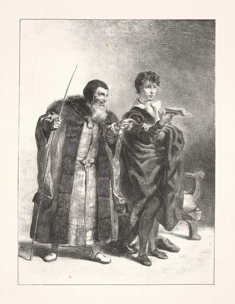 Hamlet and Polonius (Act II, scene ii) av Eugène Delacroix