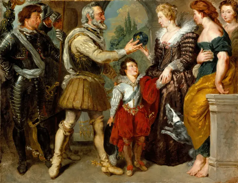 Henrik IV överlämnar regentskapet till Maria av Medici av Eugène Delacroix