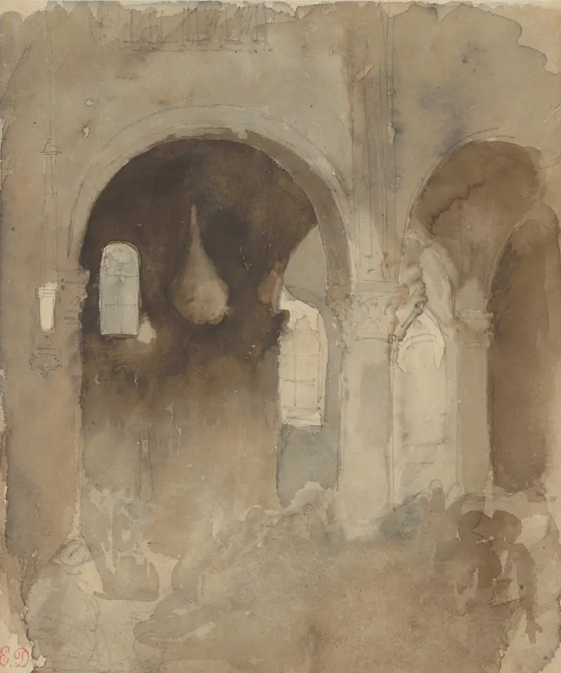 Interiör från klosterkyrkan i Valmont av Eugène Delacroix