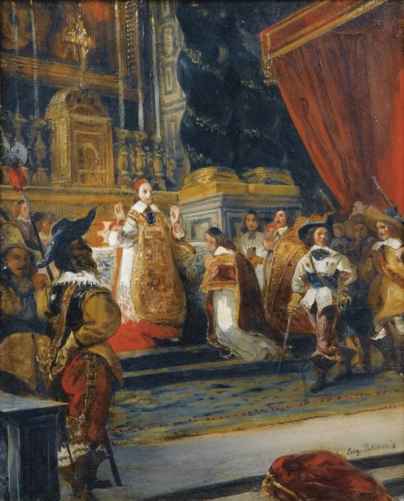 Kardinal Richelieu håller mässa i Palais-Royals kapell av Eugène Delacroix