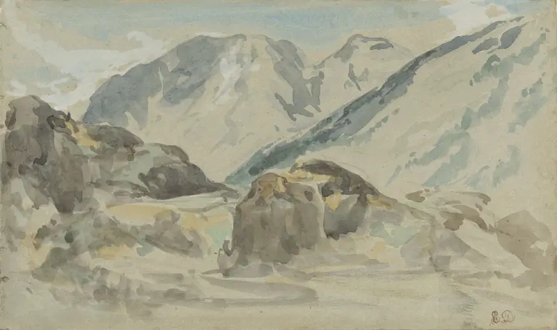 Horská krajina, Eugène Delacroix