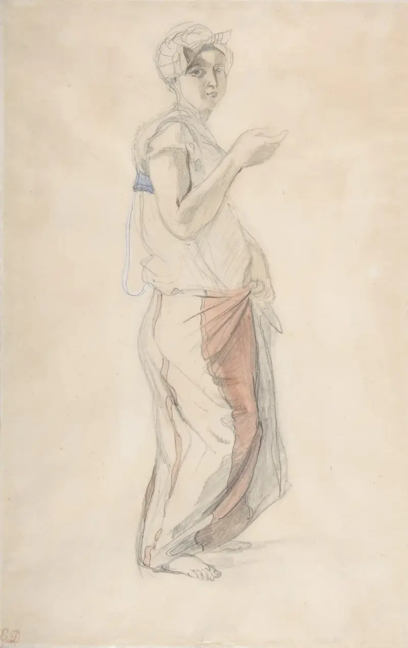 Stående kvinna i marockansk dräkt av Eugène Delacroix