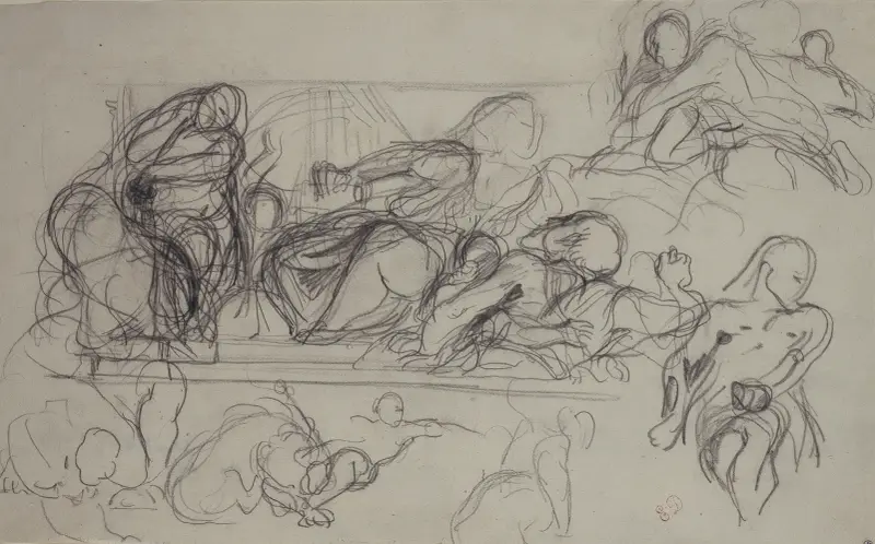 Studie für eine Dekorationsmalerei im Palais Bourbon von Eugène Delacroix