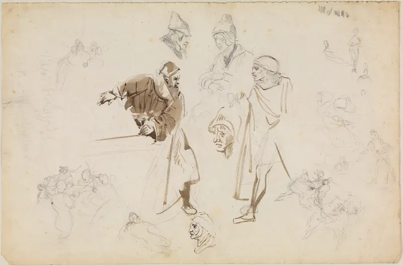 Studienblatt zu ‚Faust‘ von Eugène Delacroix