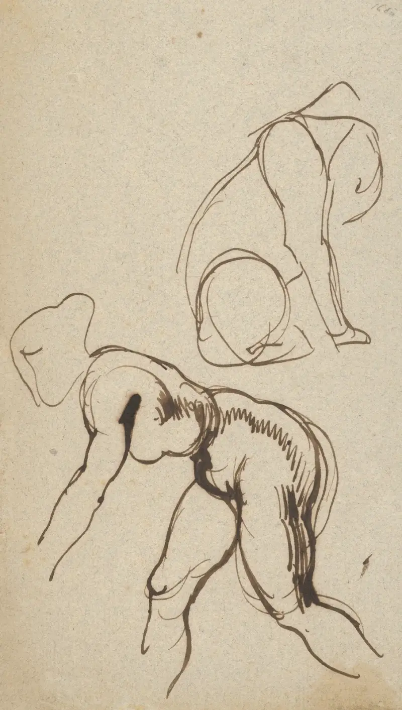 Studier av ett lejon och en kvinnlig nakenmodell av Eugène Delacroix
