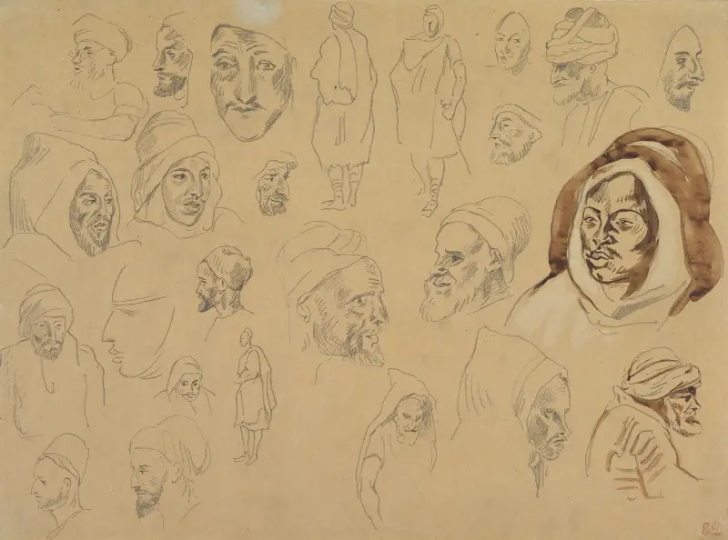 Studier av arabiska huvuden och figurer av Eugène Delacroix