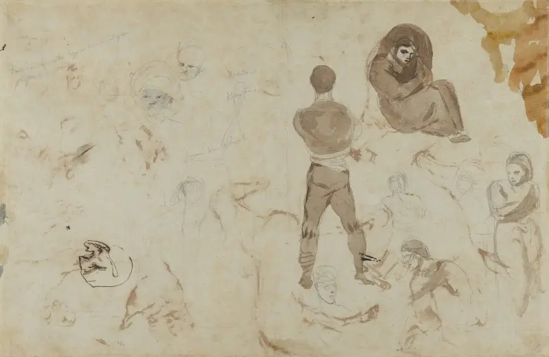 Studien von Köpfen und Figuren von Eugène Delacroix