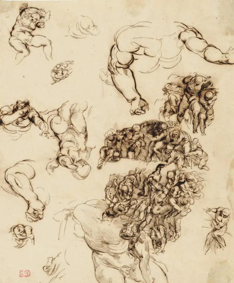 Studien nackter Figuren nach Michelangelo von Eugène Delacroix