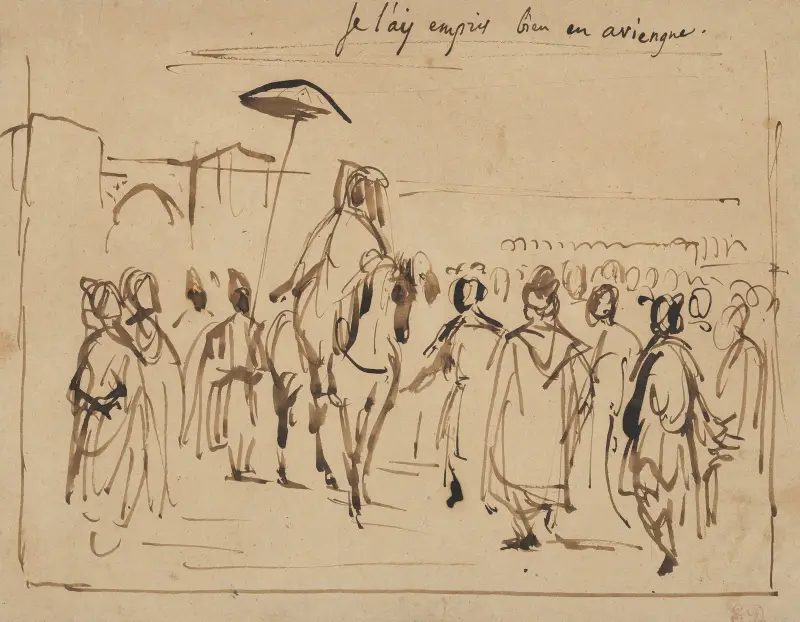 Studie för ”Sultanen av Marocko och hans följe”, 1832 av Eugène Delacroix