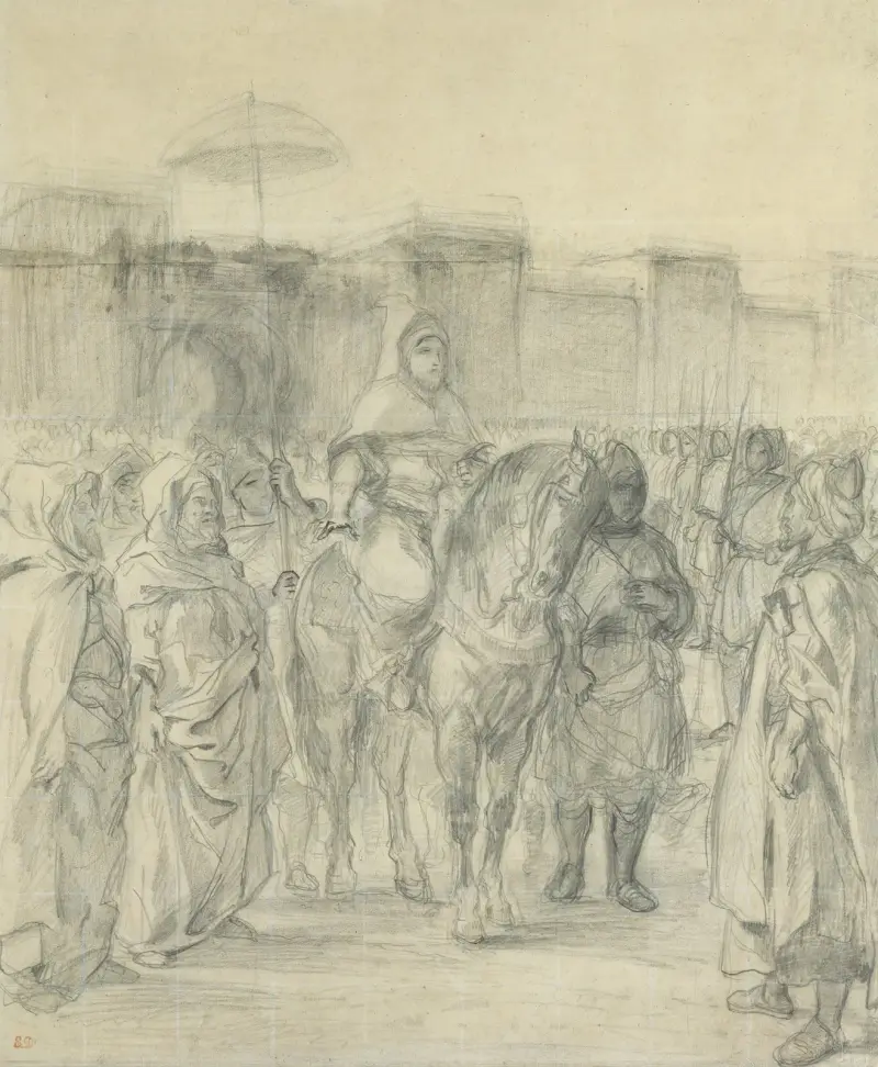Studie zu „Der Sultan von Marokko und sein Gefolge“, 1845 von Eugène Delacroix