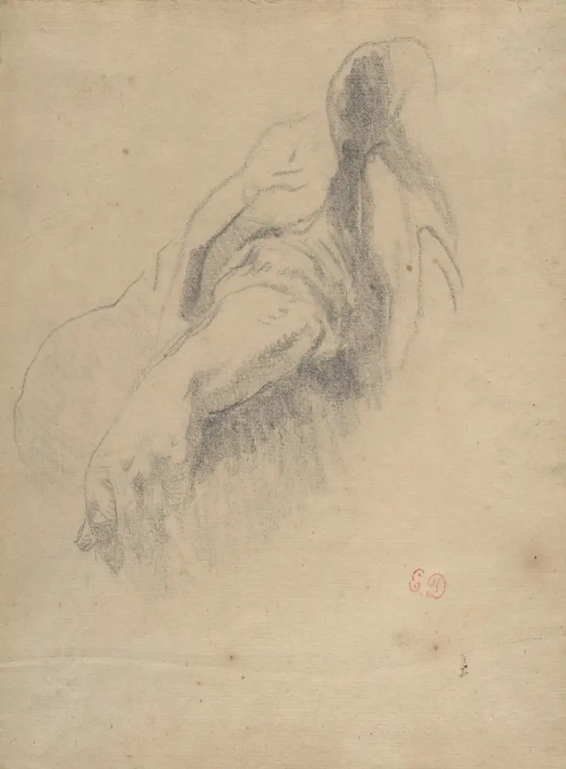 Studie av en vänsterarm och hand av Eugène Delacroix