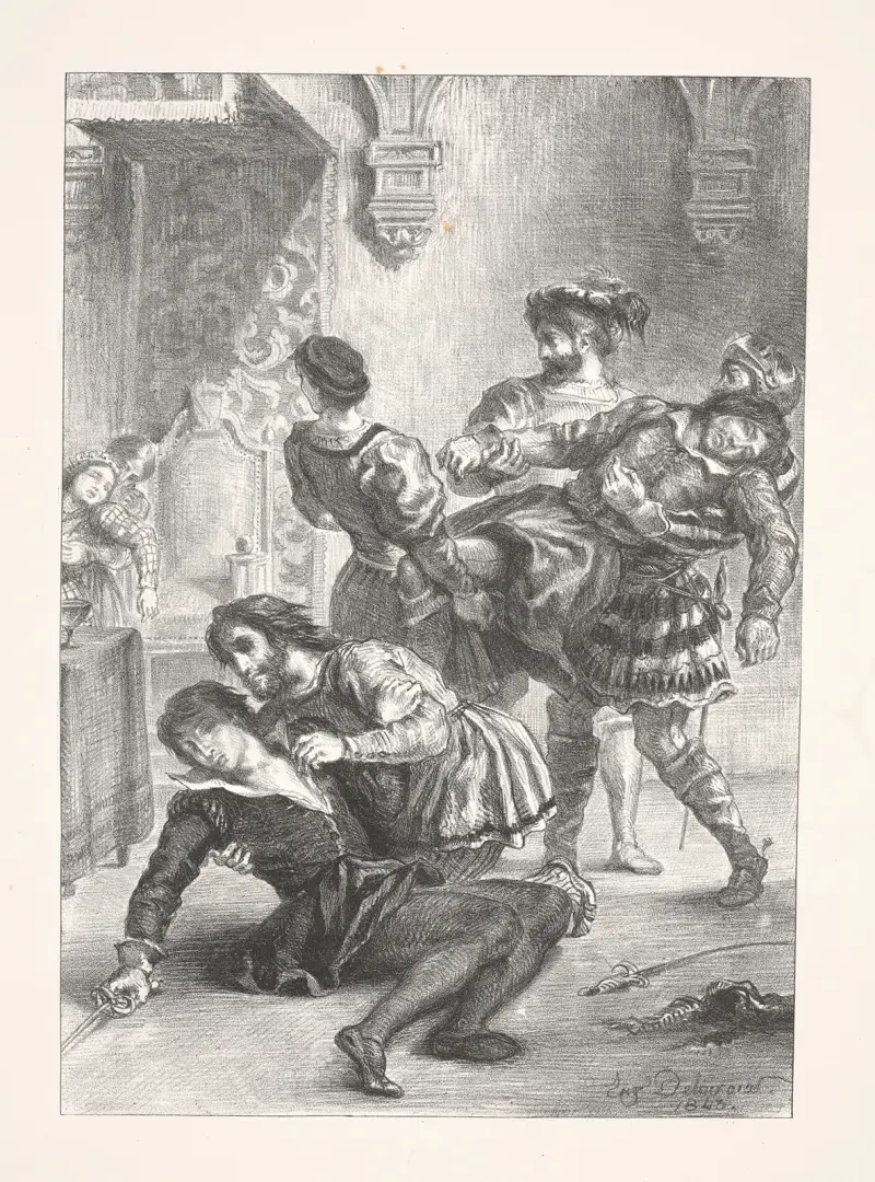 Hamlets död (akt V, scen II) av Eugène Delacroix