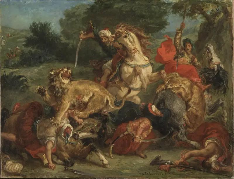 The Lion Hunt, 1855 av Eugène Delacroix