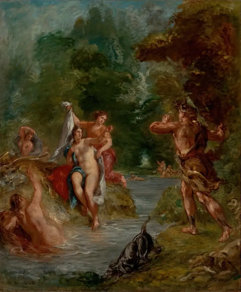 Sommaren – Diana överraskad av Aktaion av Eugène Delacroix