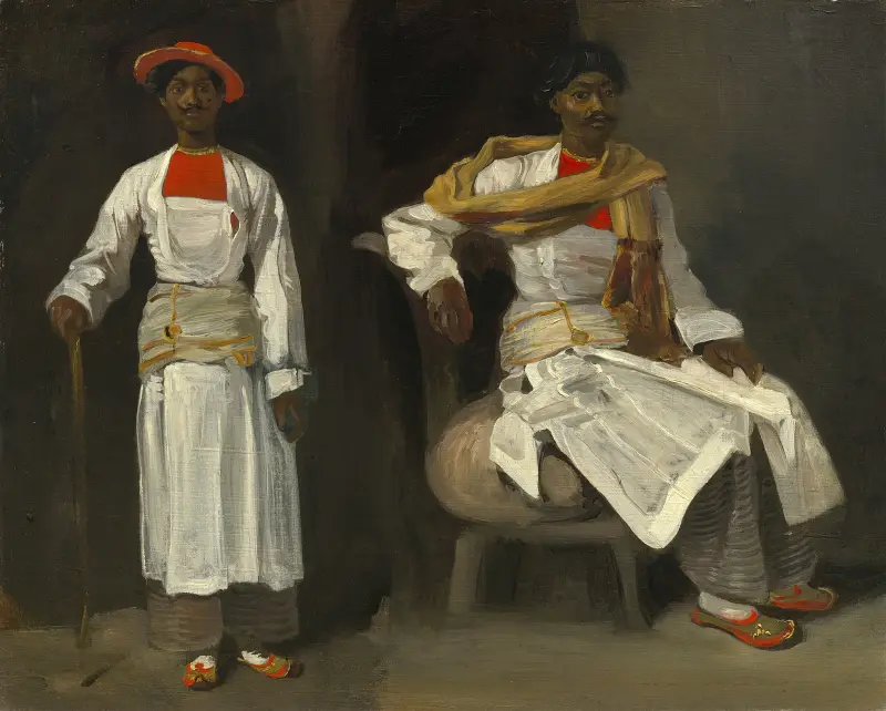 Två studier av en indier från Calcutta, sittande och stående av Eugène Delacroix