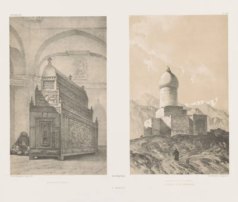 En hamadan – Esters kenotaf, monument rest till minne av Ester och Mordokai av Eugène Flandin
