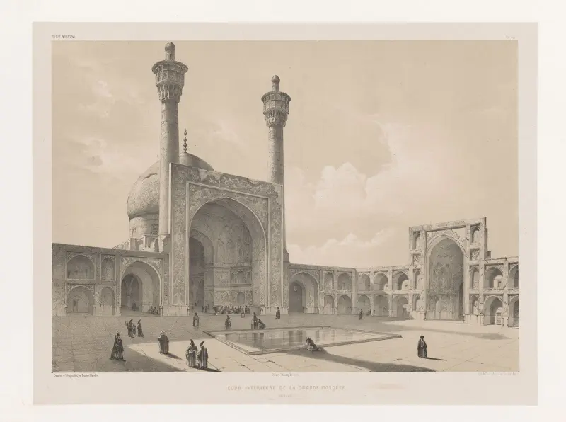 Wewnętrzny dziedziniec Wielkiego Meczetu (Isfahan), Eugène Flandin