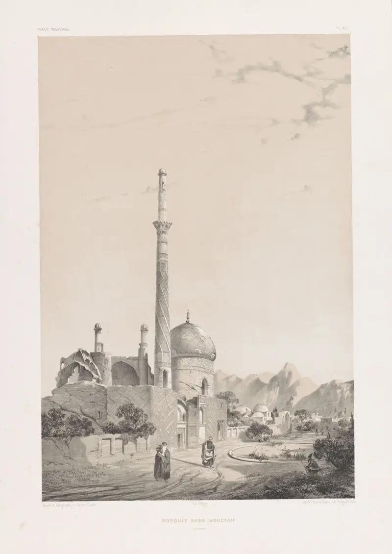 Moské Baba-Souctah i Isfahan av Eugène Flandin