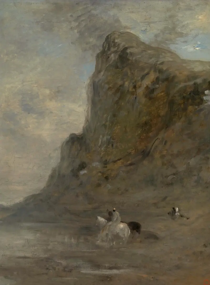 Marockanska ryttare vid foten av Chiffrabergen av Eugène Fromentin