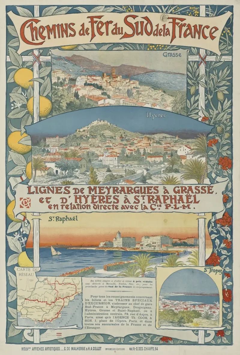 Järnvägar i södra Frankrike. Linjerna Meyrargues–Grasse av Eugène Grasset